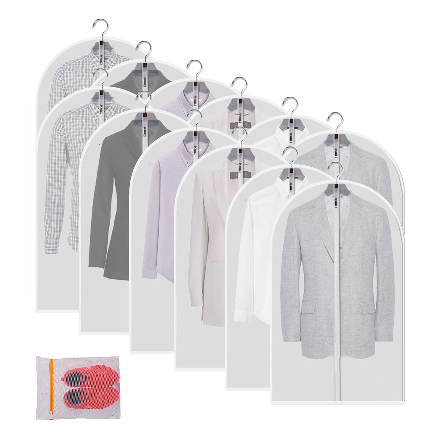 Premium Clear Platsic Garment Bags - 12 Pack