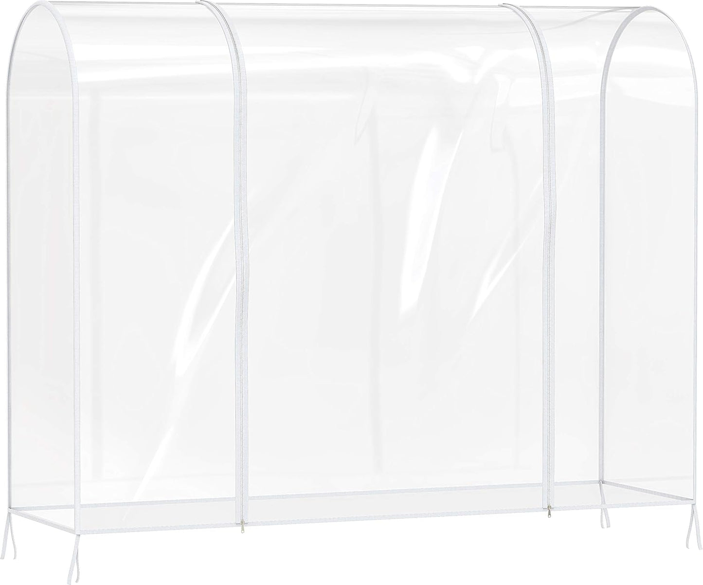 Clear plastic tent with white frame on a white background